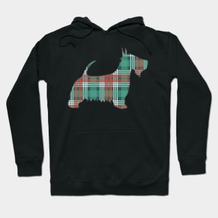 Christmas Coloured Tartan Scottish Terrier Dog Silhouette Hoodie